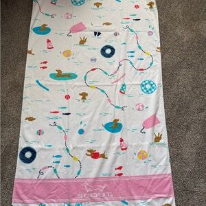 Scout Beach Towel Nautical D Dogs with Pink and Blue Accents